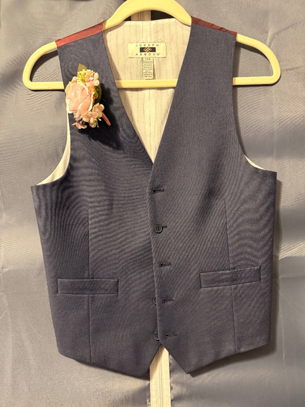 Boys Navy Suit Bundle | Dress Pants, Vest & White Button-Up | Size 14/16 | Weddi
